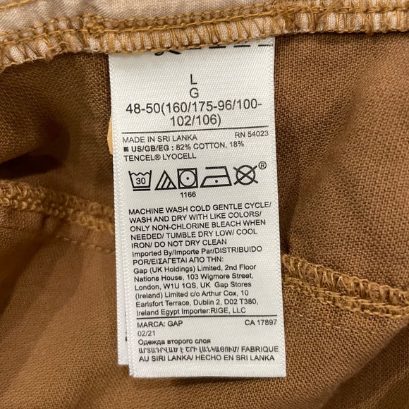 GAP Khakis Deep Camel Mini Skirt Size Large Drawstring Waist Front Back Pockets - Picture 9 of 12
